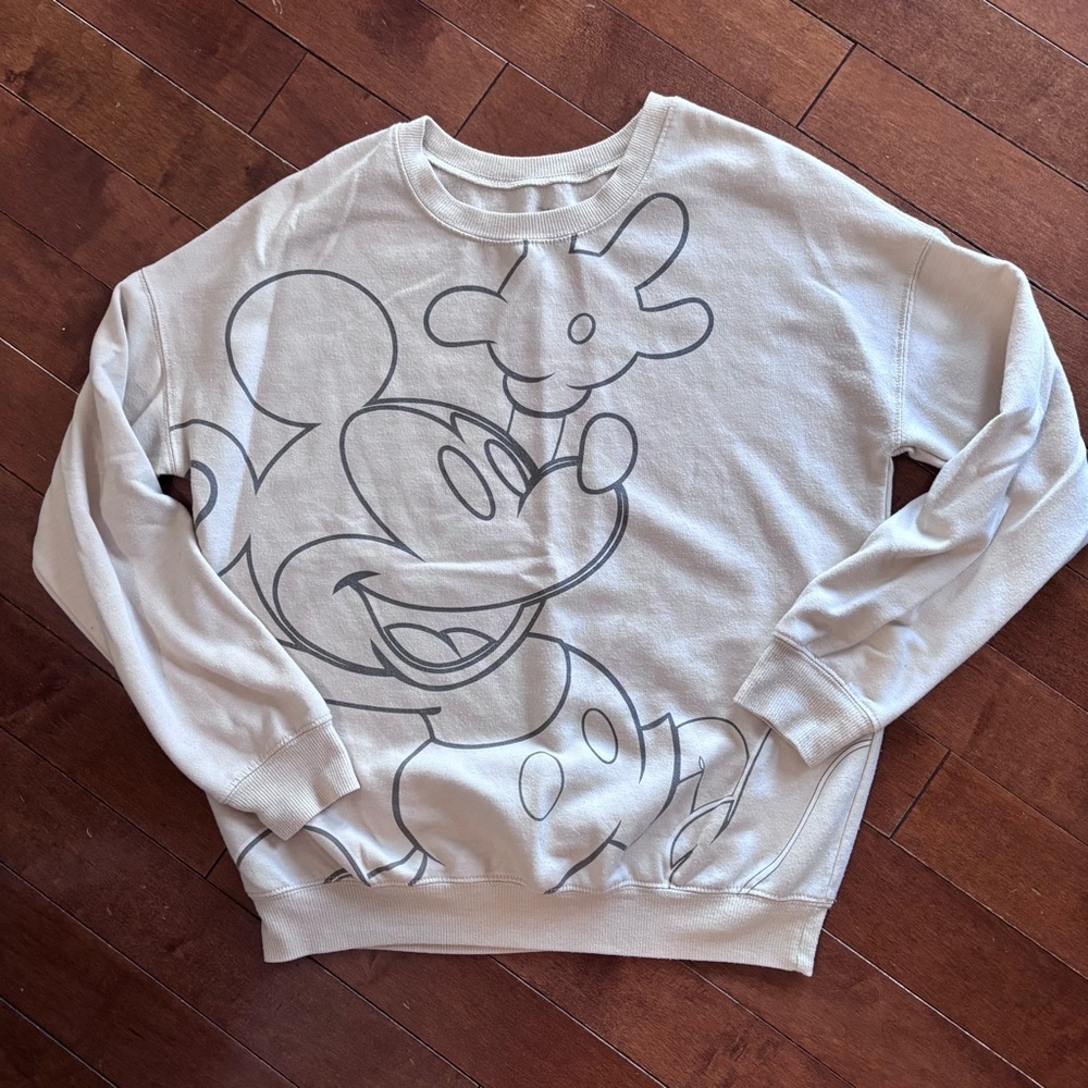 Disney Mickey Mouse Beige Pullover Sweatshirt